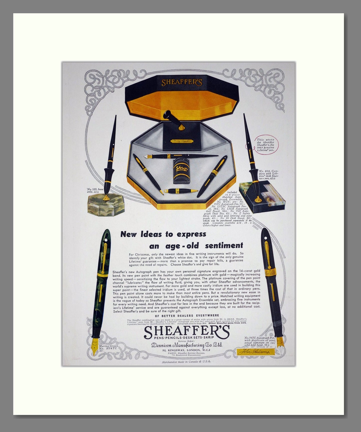 Sheaffer's Pens - Fountain Pens. Vintage Advert 1931 (ref AD67796)