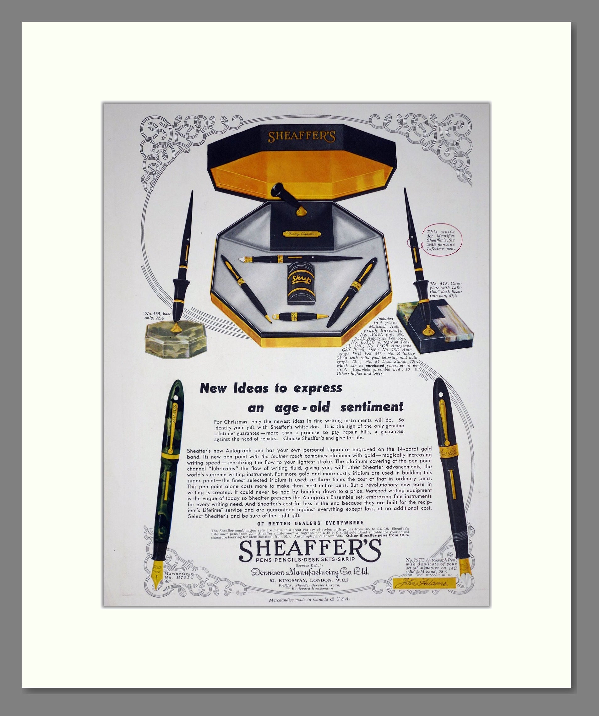 Sheaffer's Pens - Fountain Pens. Vintage Advert 1931 (ref AD67796)