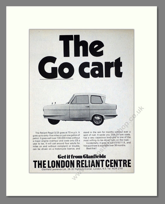 Reliant - Regal. Vintage Advert 1968 (ref AD67797)
