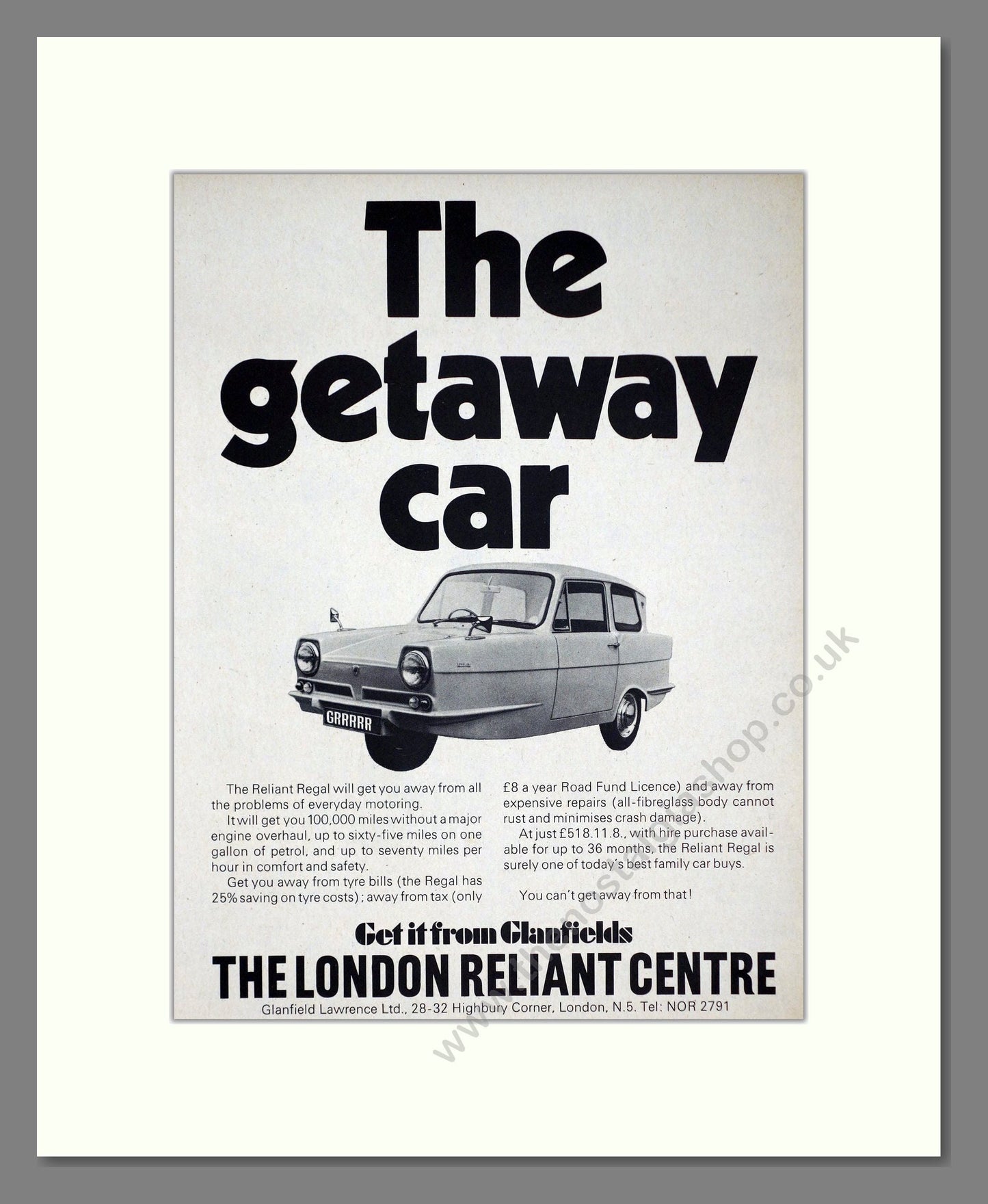 Reliant - Regal. Vintage Advert 1968 (ref AD67798)