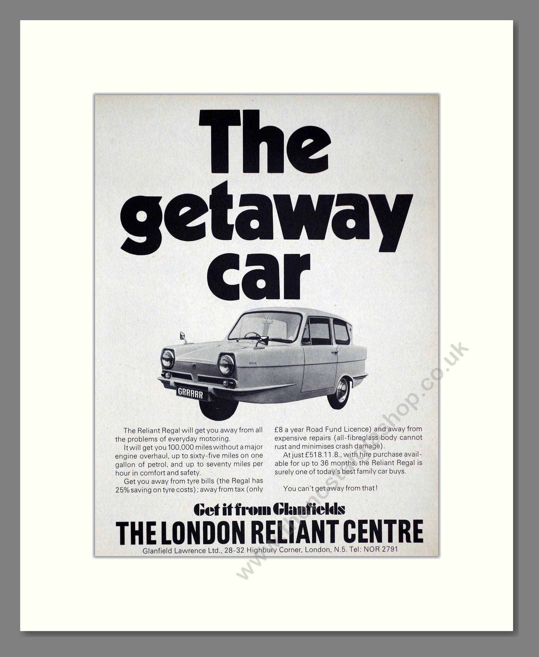 Reliant - Regal. Vintage Advert 1968 (ref AD67798)