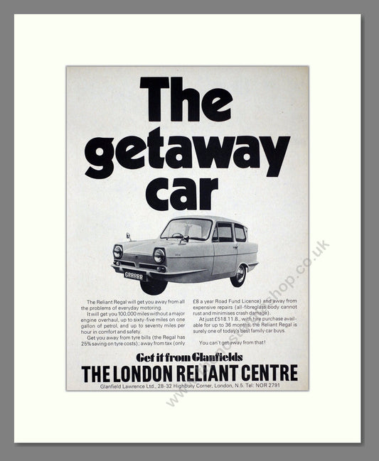 Reliant - Regal. Vintage Advert 1968 (ref AD67798)