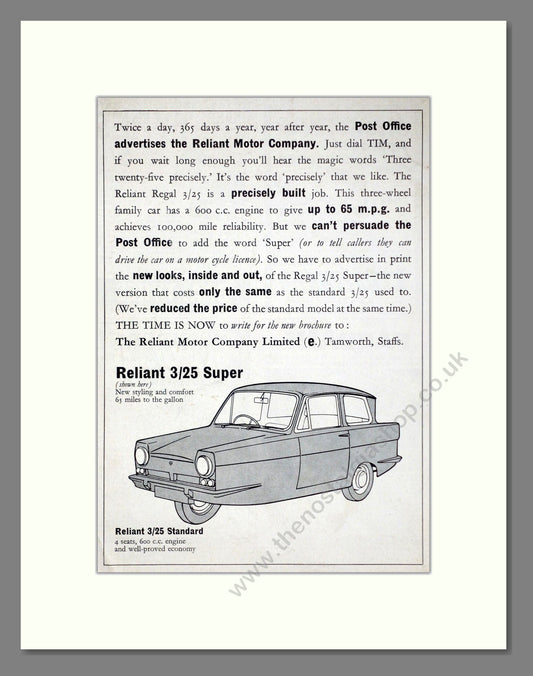 Reliant - Standard / Super. Vintage Advert 1965 (ref AD67804)
