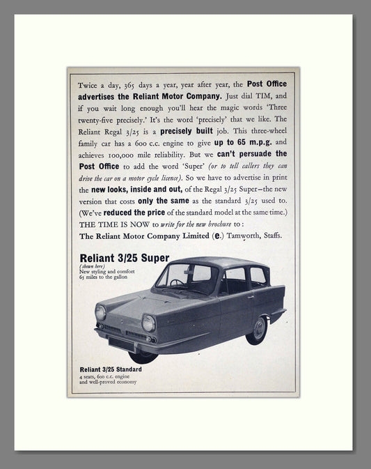 Reliant - Standard / Super. Vintage Advert 1966 (ref AD67805)
