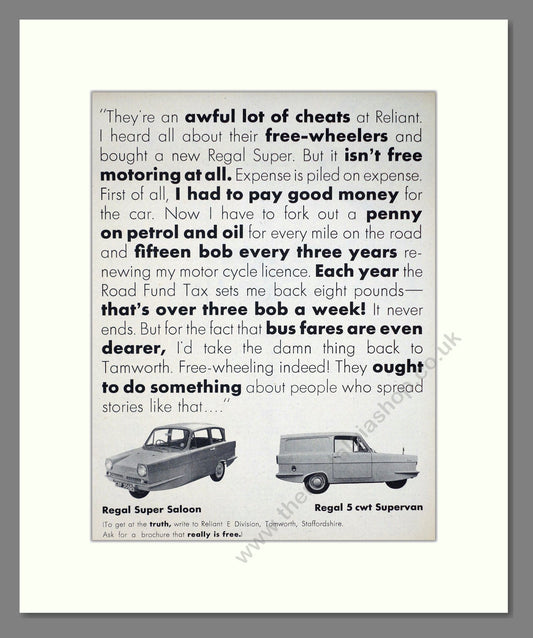 Reliant - Super Saloon / Supervan. Vintage Advert 1967 (ref AD67807)