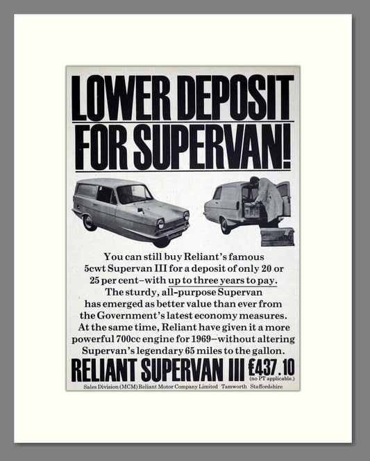 Reliant - Supervan III. Vintage Advert 1969 (ref AD67810)