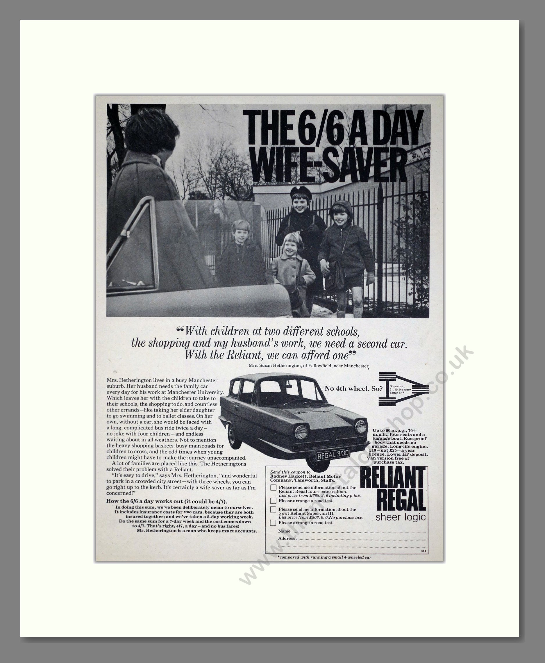 Reliant - Regal. Vintage Advert 1971 (ref AD67813)