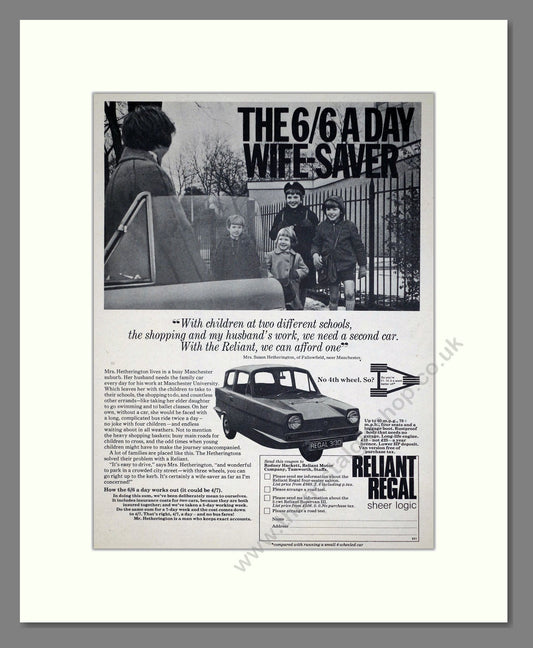 Reliant - Regal. Vintage Advert 1971 (ref AD67813)