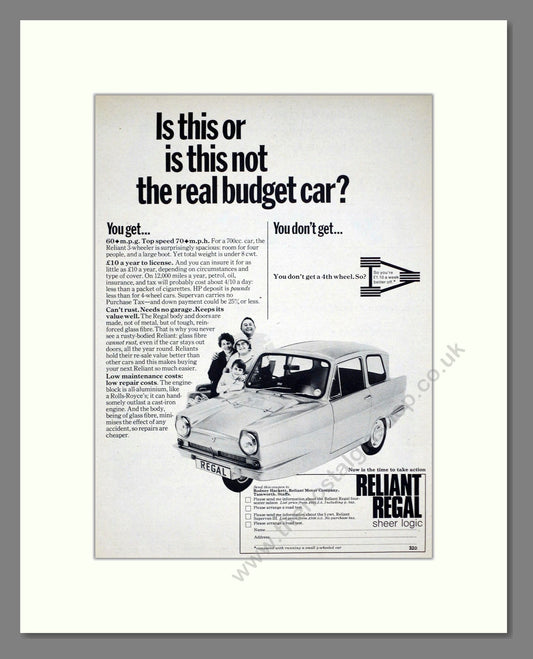 Reliant - Regal. Vintage Advert 1970 (ref AD67817)