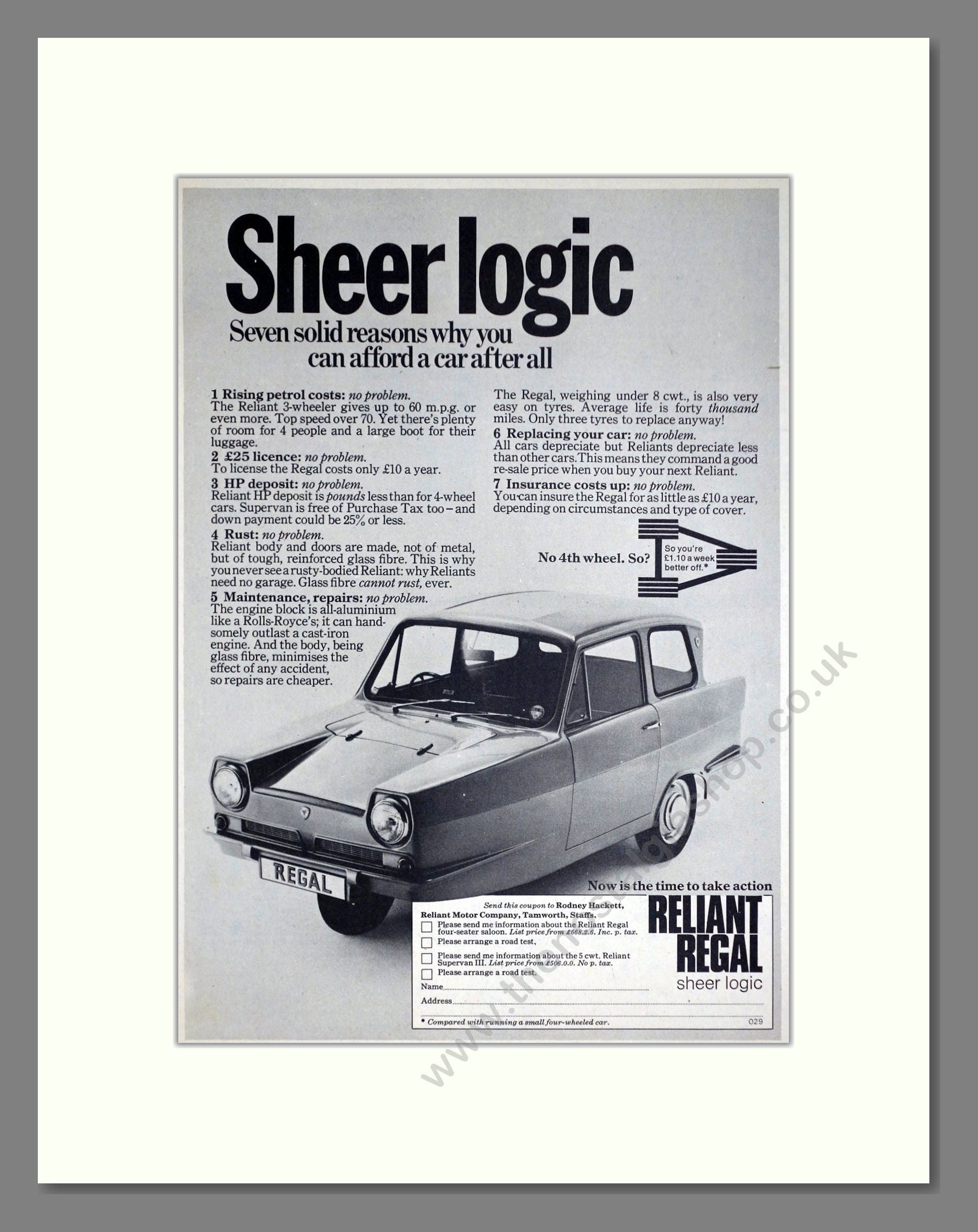 Reliant - Regal. Vintage Advert 1970 (ref AD67818)