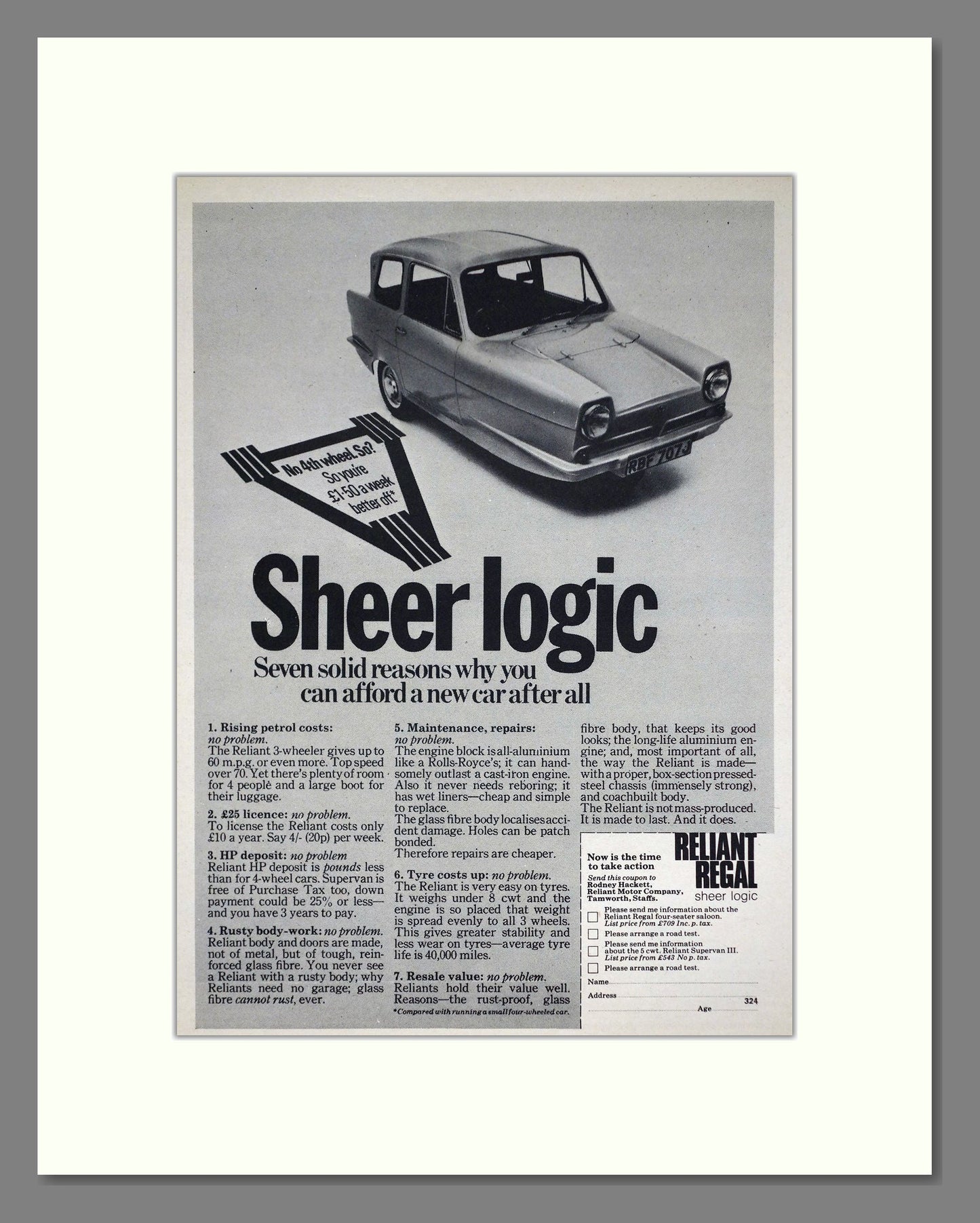 Reliant - Regal. Vintage Advert 1971 (ref AD67820)