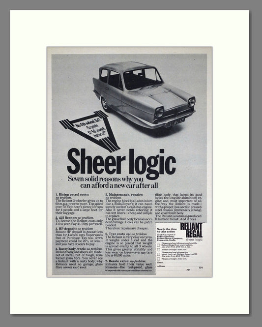 Reliant - Regal. Vintage Advert 1971 (ref AD67820)