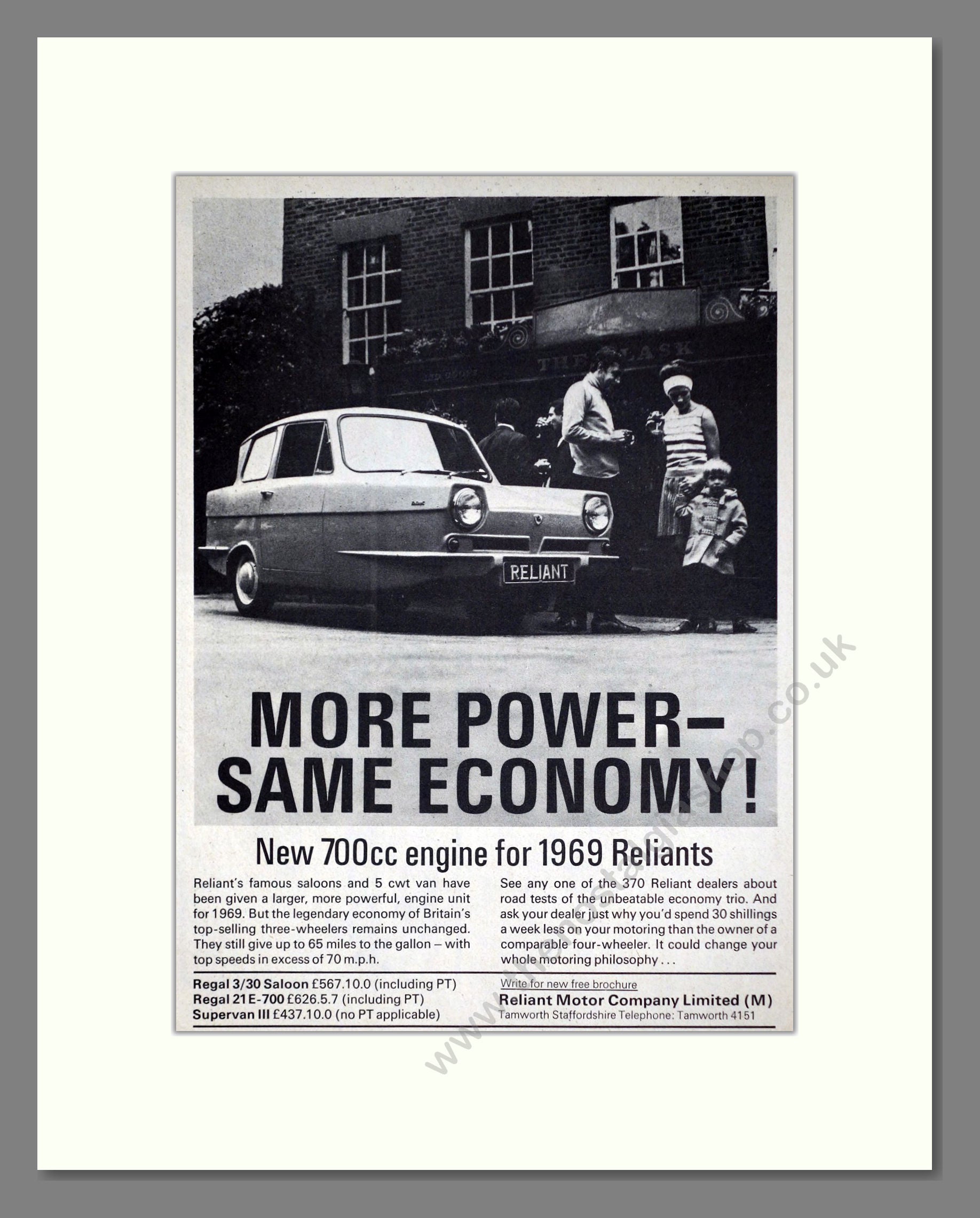 Reliant - New 700cc Engine. Vintage Advert 1968 (ref AD67821)