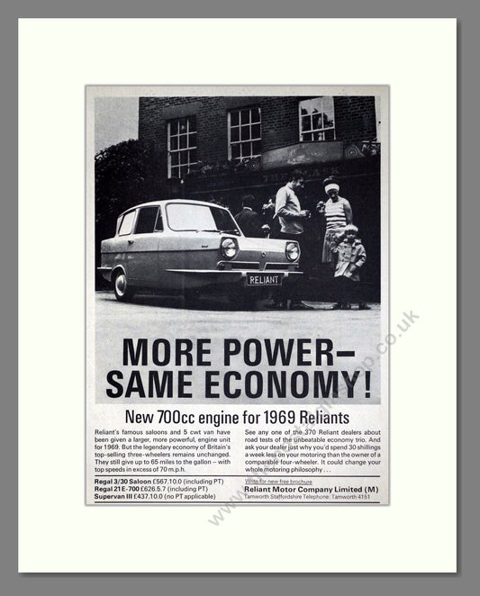 Reliant - New 700cc Engine. Vintage Advert 1968 (ref AD67821)