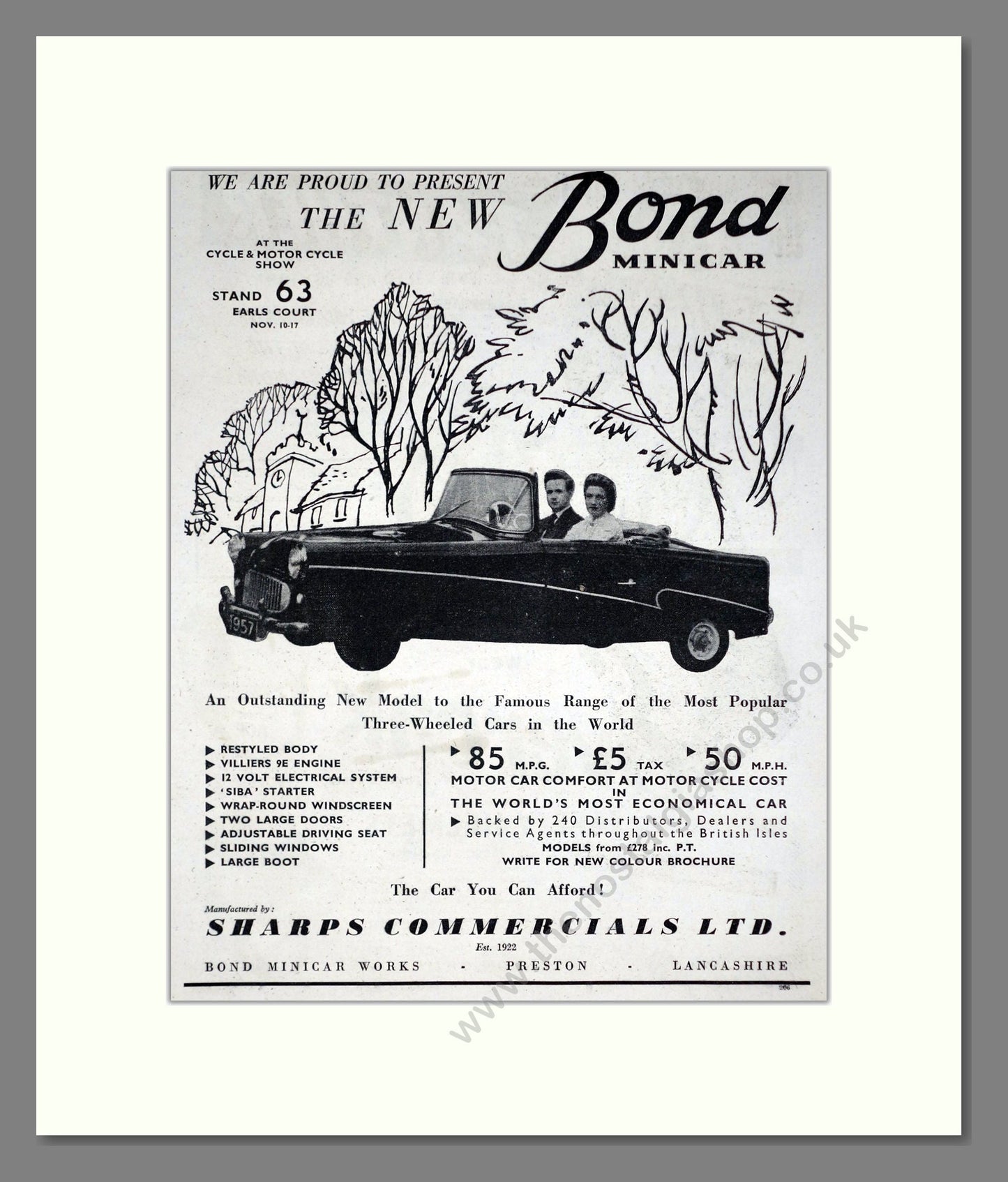 Bond - Minicar. Vintage Advert 1956 (ref AD67823)