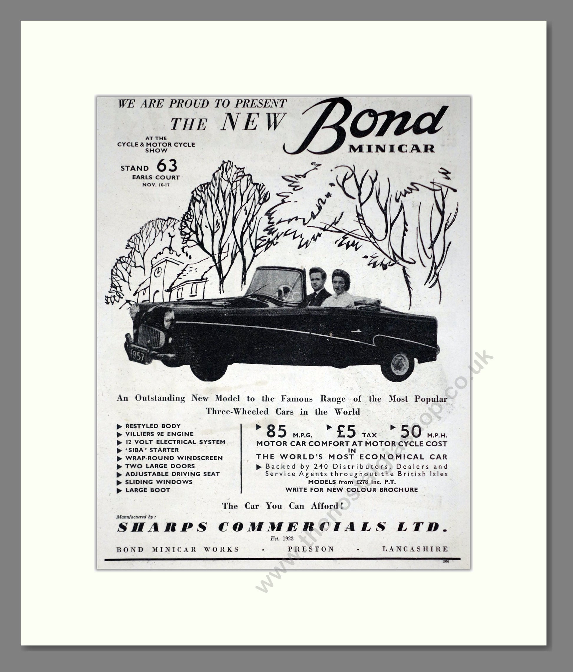 Bond - Minicar. Vintage Advert 1956 (ref AD67823)