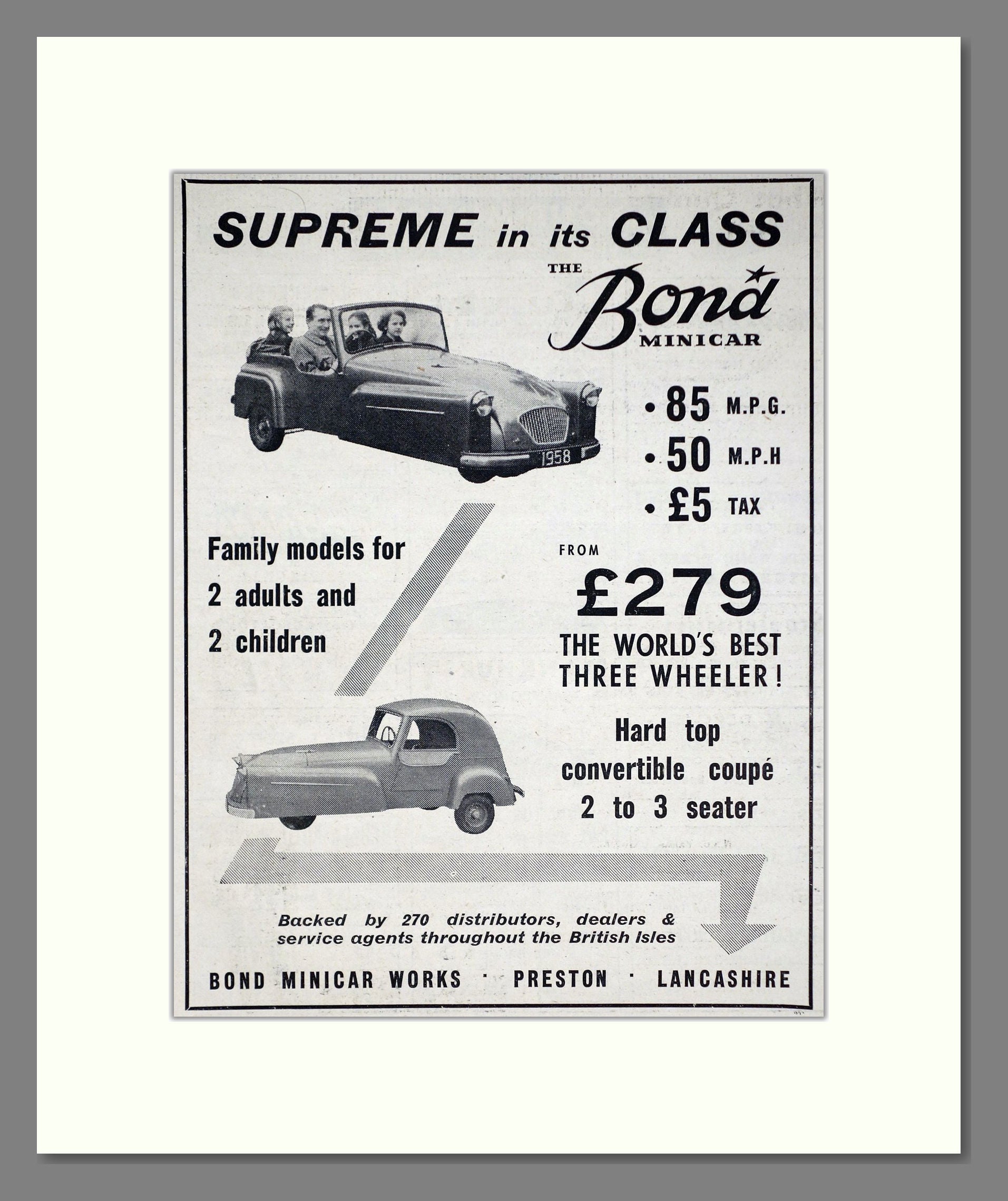 Bond - Minicar. Vintage Advert 1957 (ref AD67827)