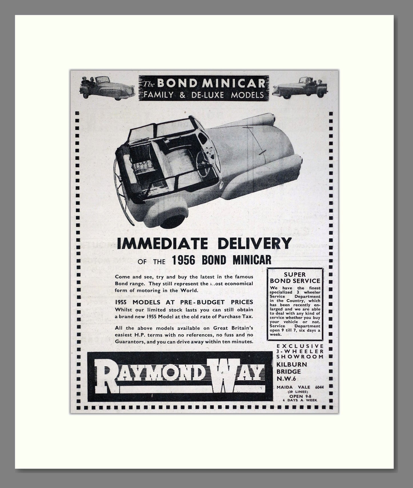 Bond - Minicar. Vintage Advert 1955 (ref AD67828)