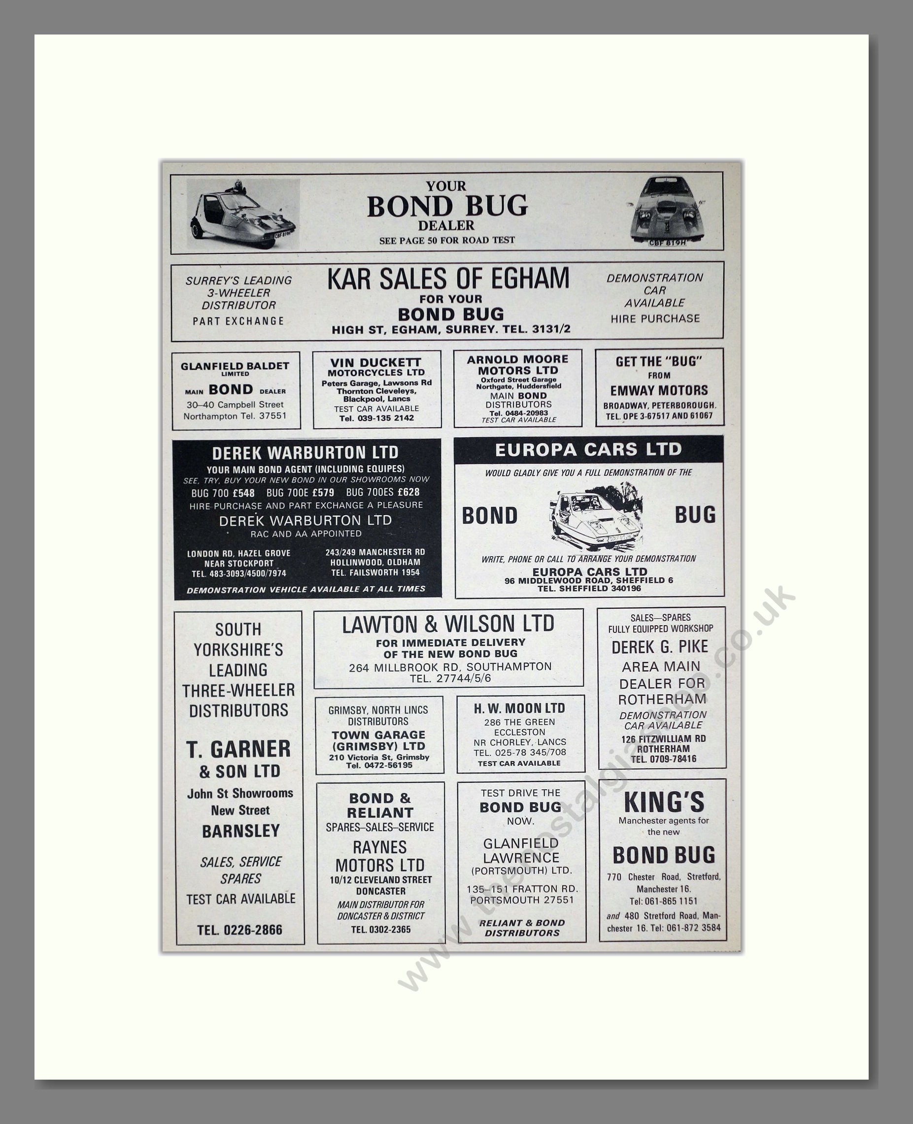 Bond - Bug Dealers. Vintage Advert 1970 (ref AD67833)
