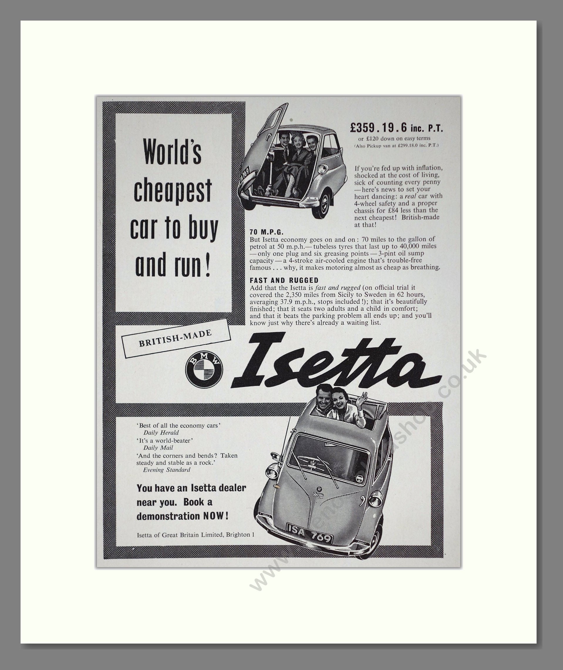 BMW - Isetta. Vintage Advert 1957 (ref AD67834)