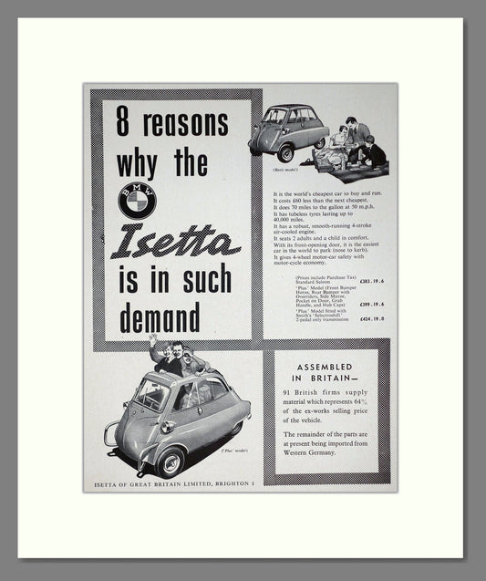 BMW - Isetta. Vintage Advert 1957 (ref AD67835)