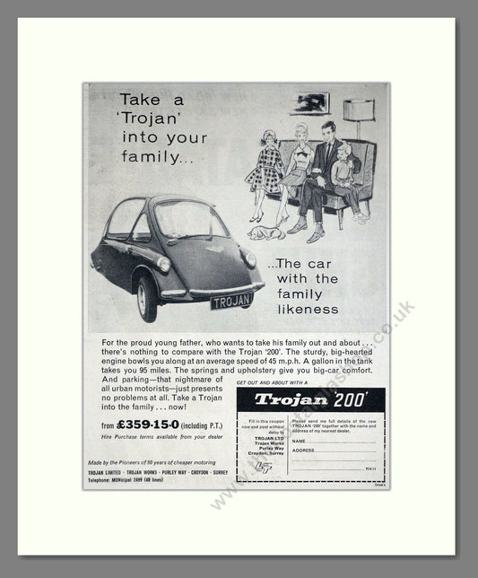 Trojan - 200. Vintage Advert 1962 (ref AD67840)