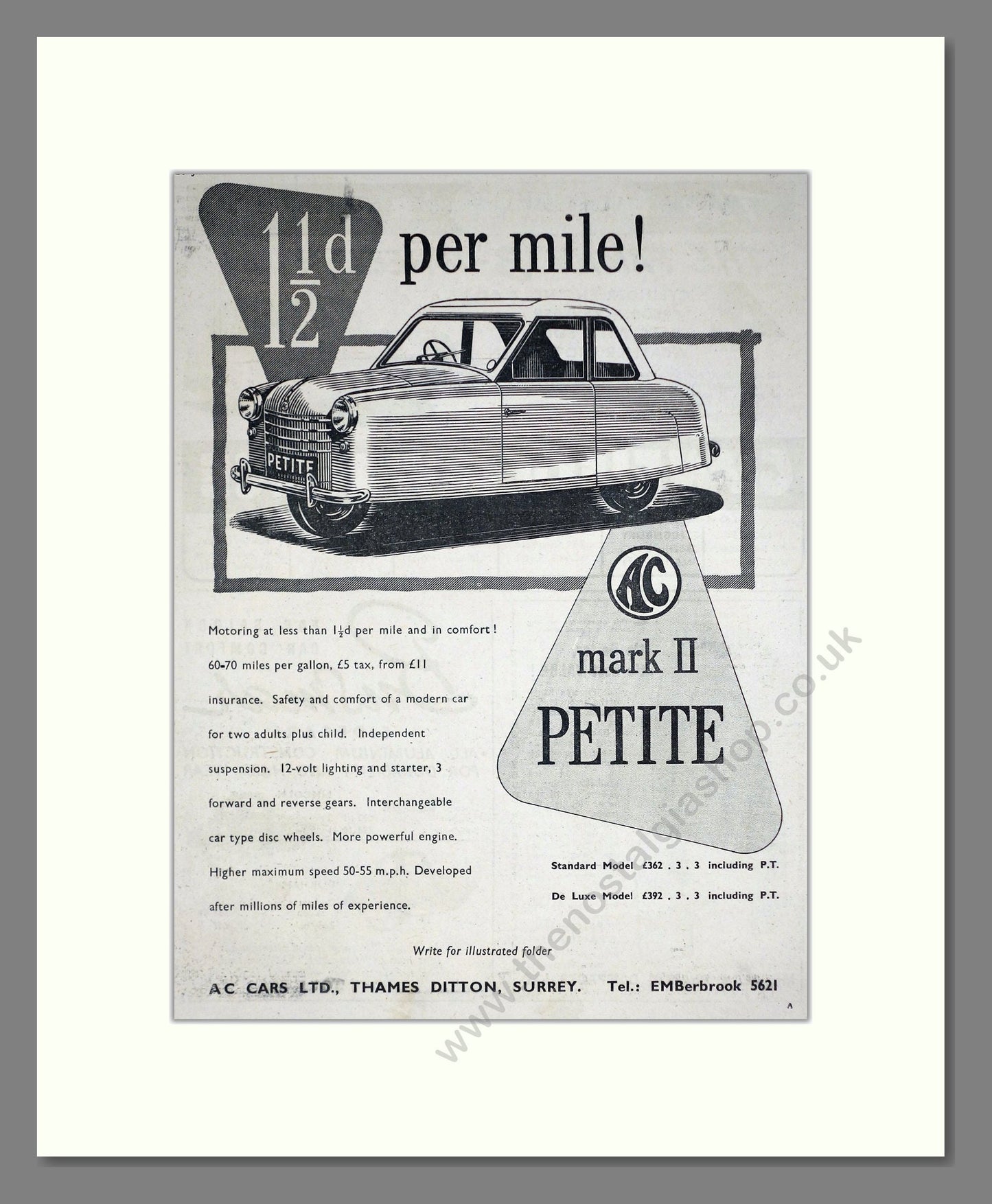 AC - Mark II Petite. Vintage Advert 1956 (ref AD67842)