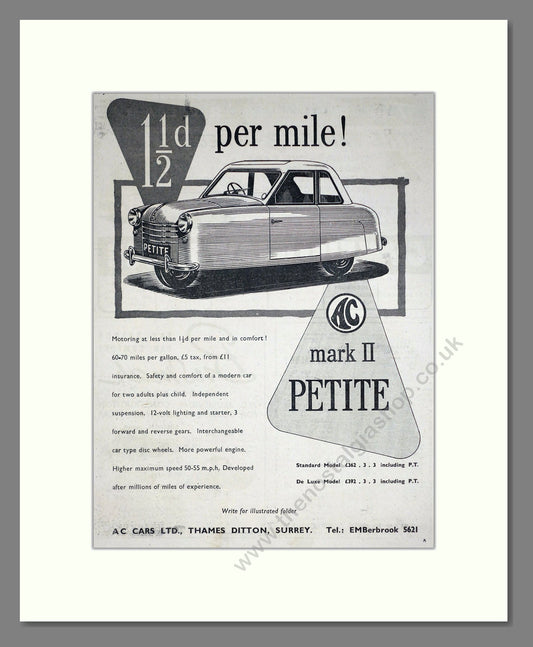 AC - Mark II Petite. Vintage Advert 1956 (ref AD67842)