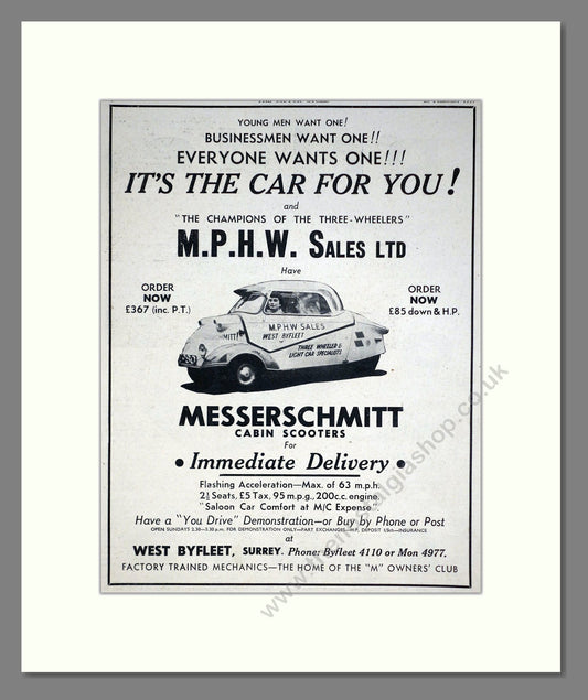 Messerschmitt - Cabin Scooters. Vintage Advert 1957 (ref AD67843)
