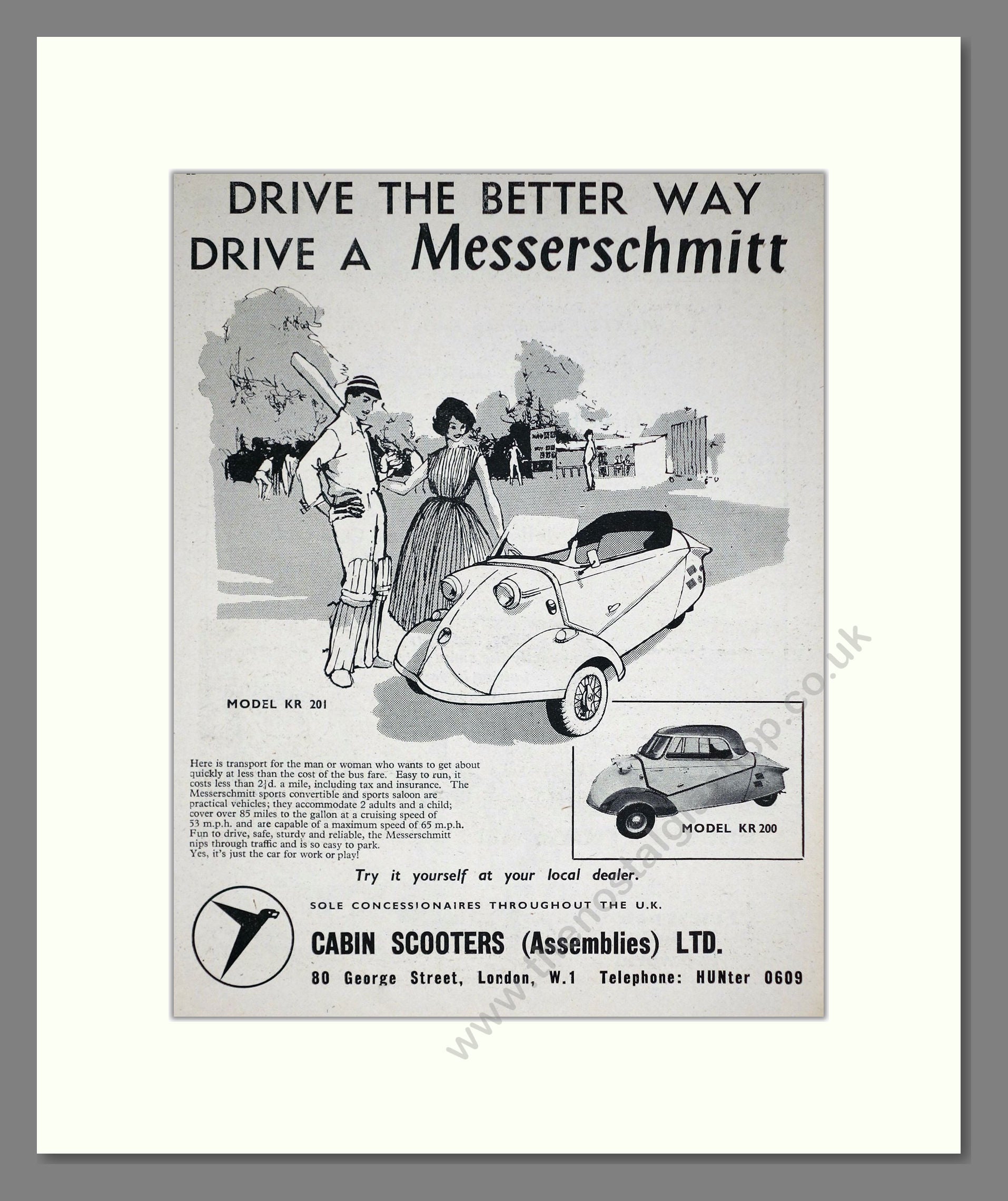 Messerschmitt - Sports Saloon / Convertible. Vintage Advert 1958 (ref AD67844)