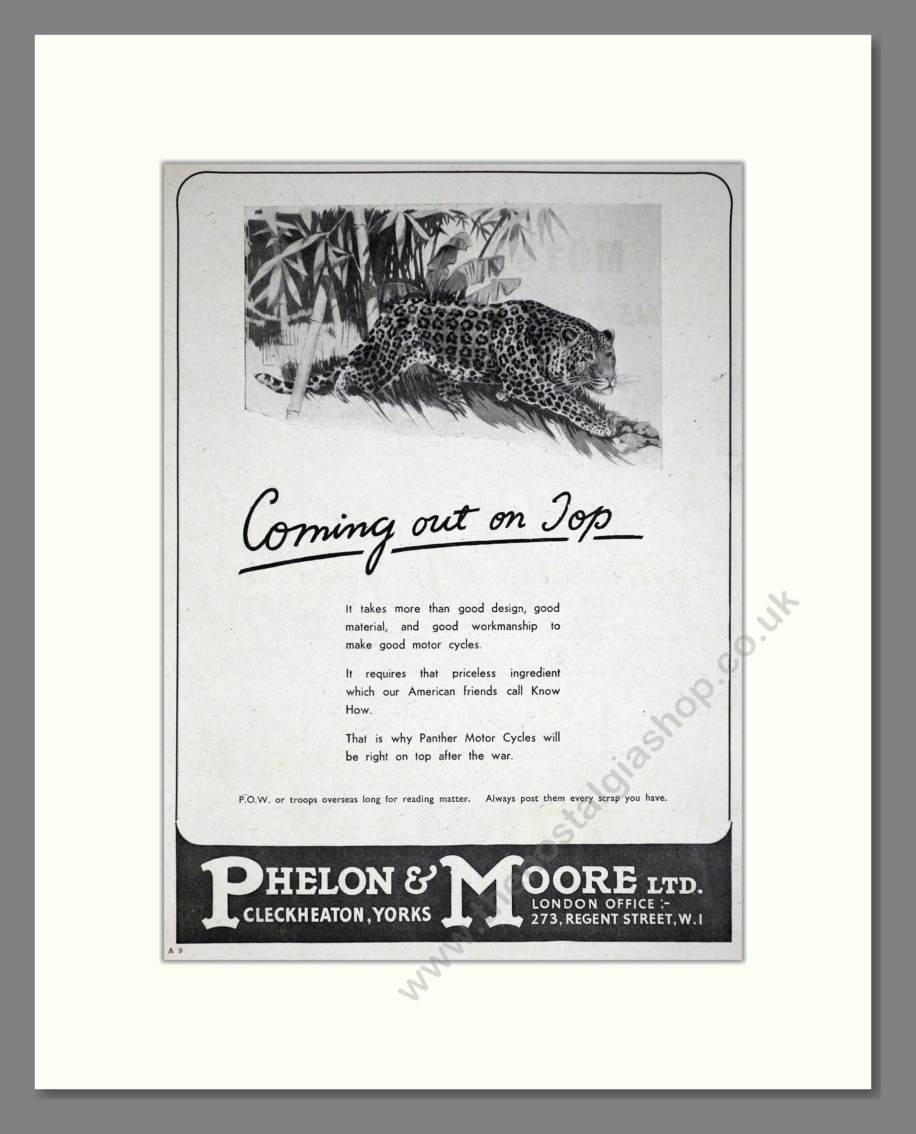 Panther - Motorcycles. Vintage Advert 1944 (ref AD67849)