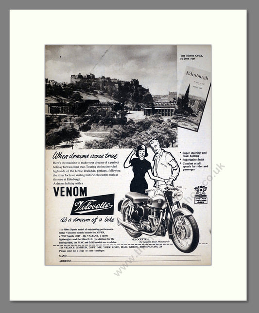 Velocette - Venom. Vintage Advert 1958 (ref AD67856)