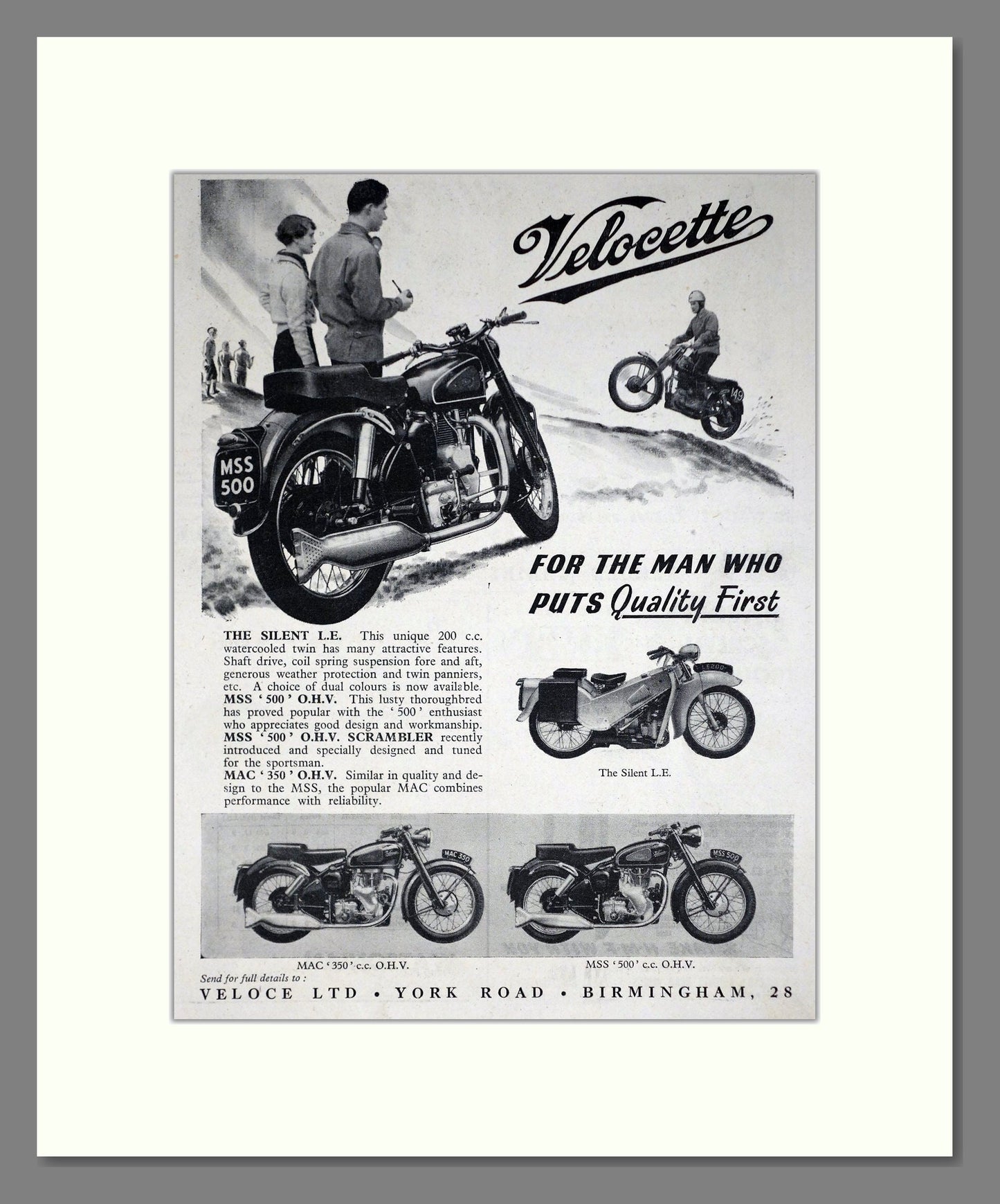 Velocette - MAC / Silent LE. Vintage Advert 1955 (ref AD67859)