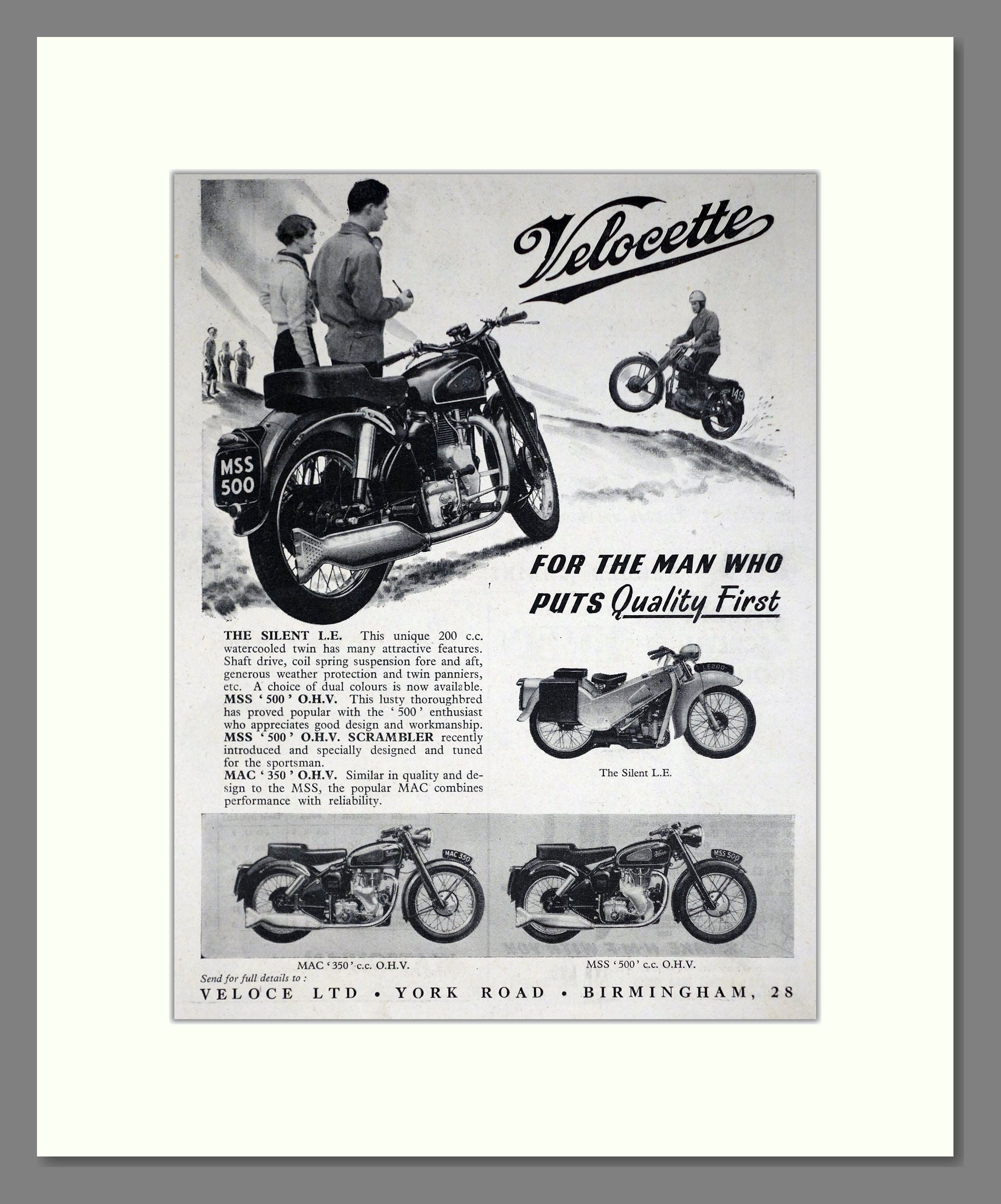 Velocette - MAC / Silent LE. Vintage Advert 1955 (ref AD67859)