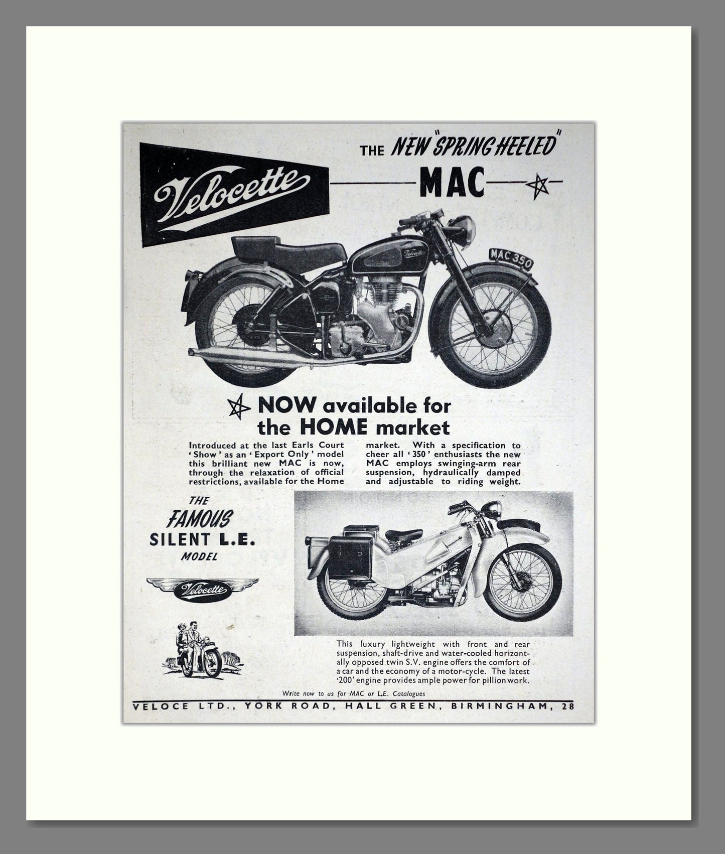 Velocette - MAC / Silent LE. Vintage Advert 1953 (ref AD67861)