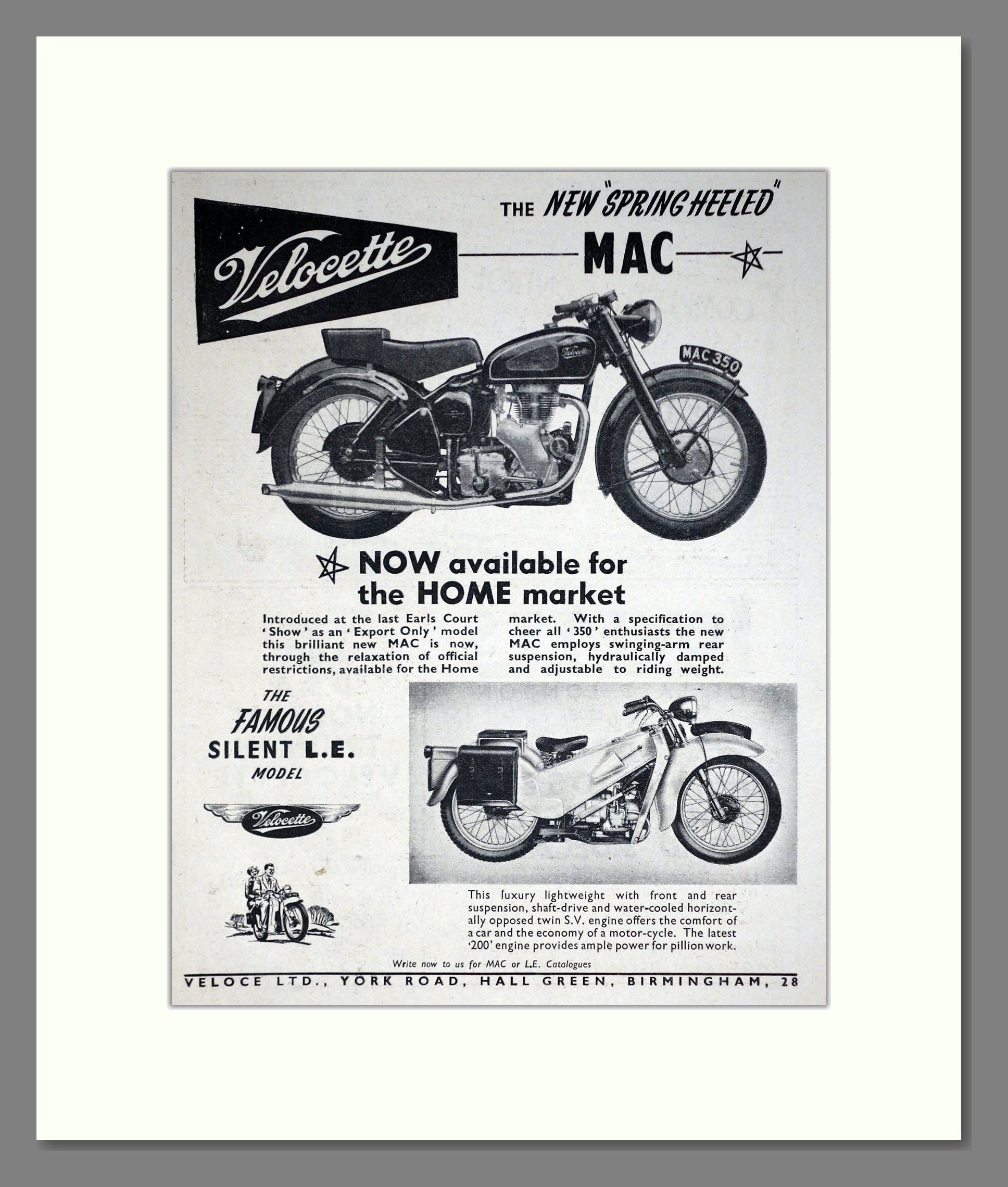 Velocette - MAC / Silent LE. Vintage Advert 1953 (ref AD67861)