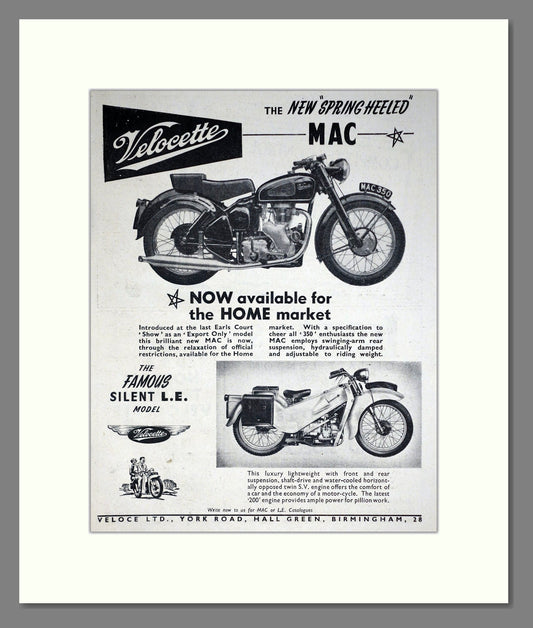 Velocette - MAC / Silent LE. Vintage Advert 1953 (ref AD67861)