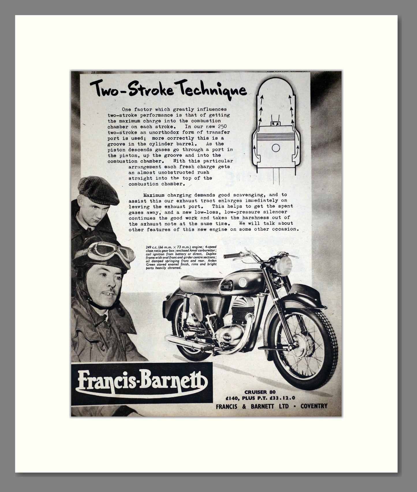 Francis Barnett - Cruiser 80. Vintage Advert 1957 (ref AD67876)
