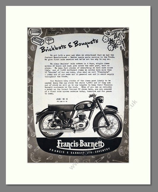 Francis Barnett - Cruiser 80. Vintage Advert 1957 (ref AD67877)