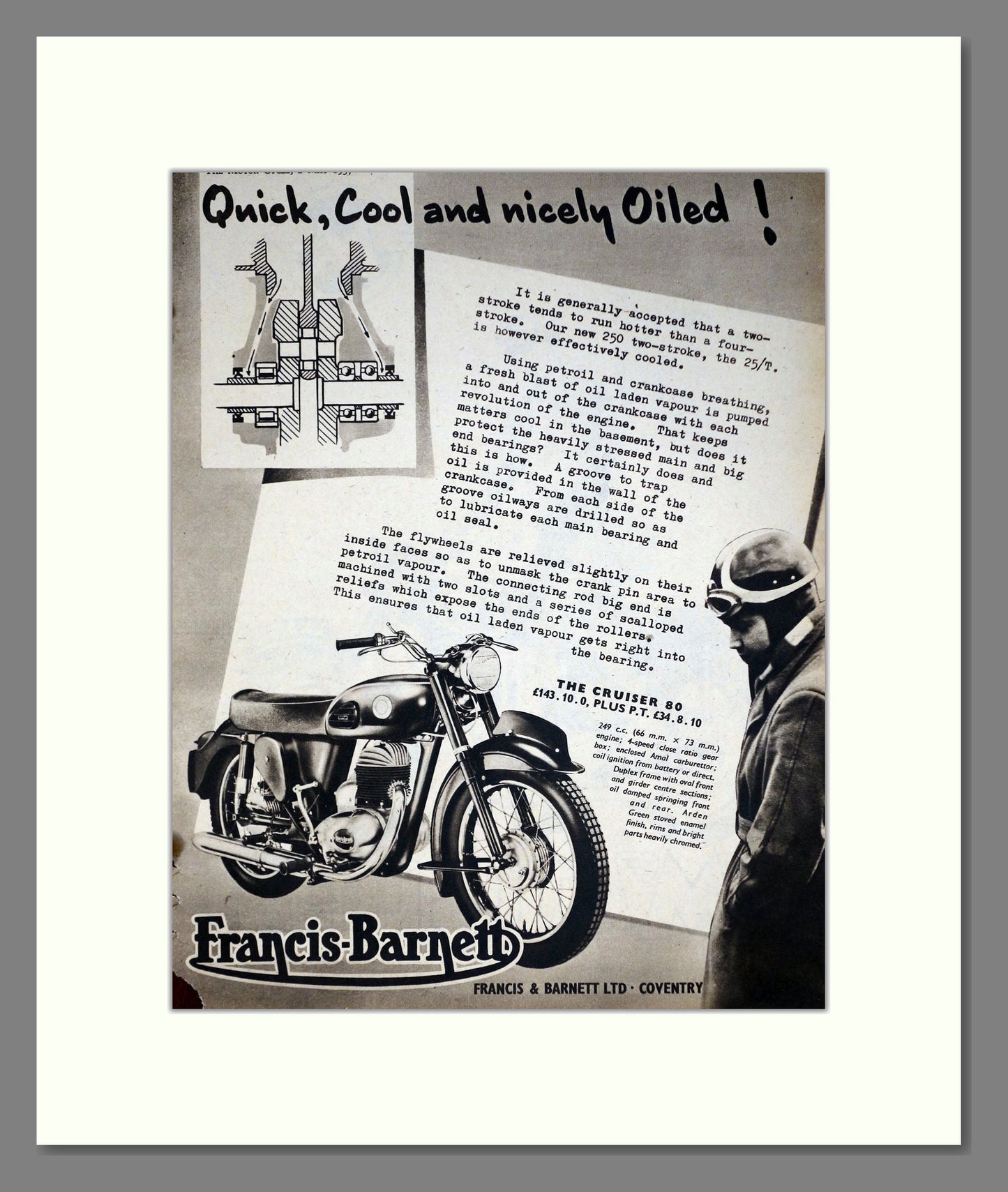 Francis Barnett - Cruiser 80. Vintage Advert 1957 (ref AD67880)