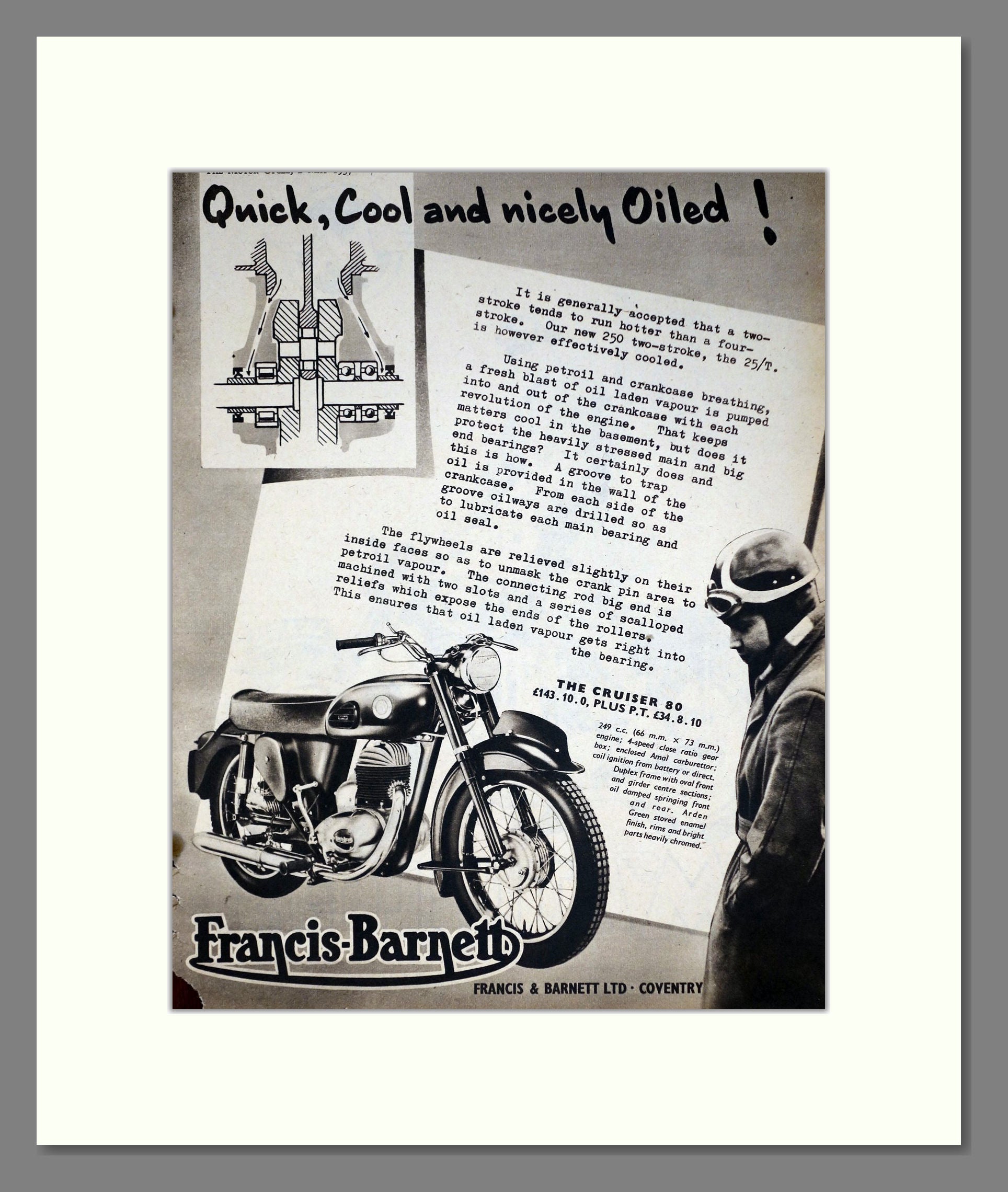 Francis Barnett - Cruiser 80. Vintage Advert 1957 (ref AD67880)