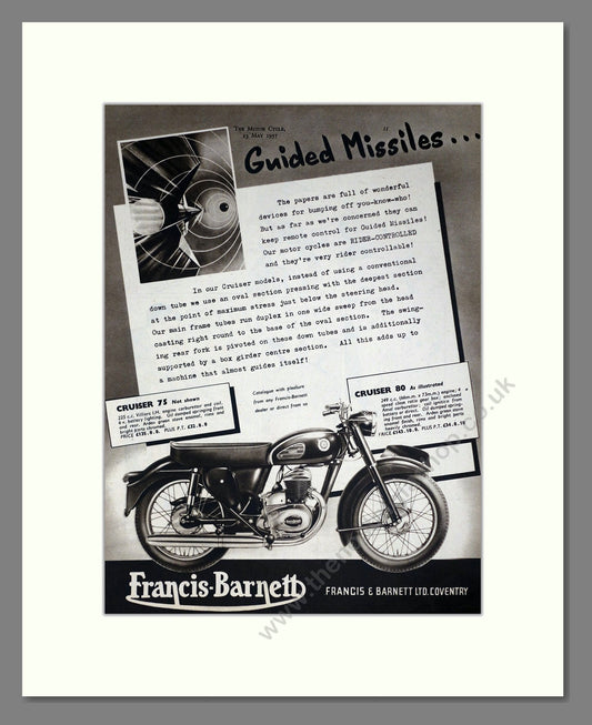 Francis Barnett - Cruiser. Vintage Advert 1957 (ref AD67881)