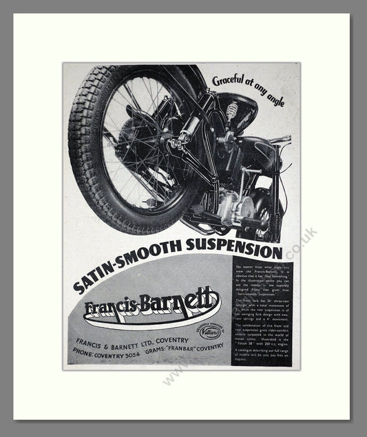 Francis Barnett - Suspension. Vintage Advert 1953 (ref AD67885)