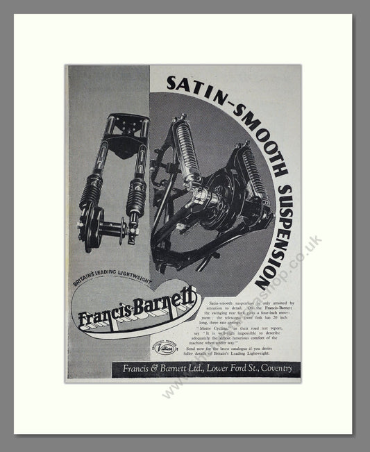 Francis Barnett - Suspension. Vintage Advert 1953 (ref AD67886)