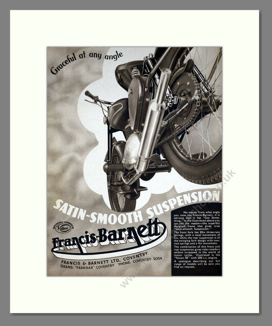 Francis Barnett - Falcon 58 Suspension. Vintage Advert 1953 (ref AD67888)