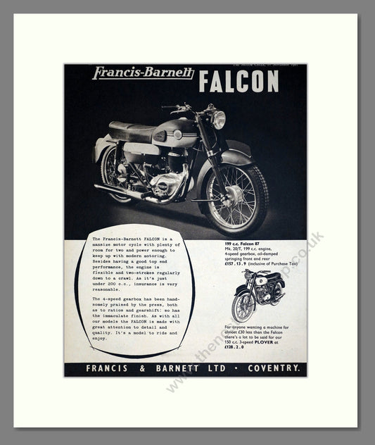Francis Barnett - Falcon 87. Vintage Advert 1961 (ref AD67891)