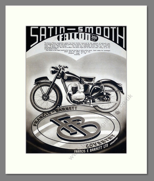Francis Barnett - Falcon 200cc. Vintage Advert 1954 (ref AD67892)