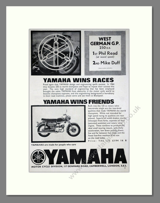 Yamaha - West German GP Winner Phil Read. Vintage Advert 1965 (ref AD67899)