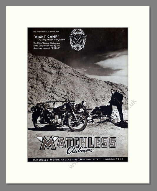 Matchless - Clubman. Vintage Advert 1951 (ref AD67902)