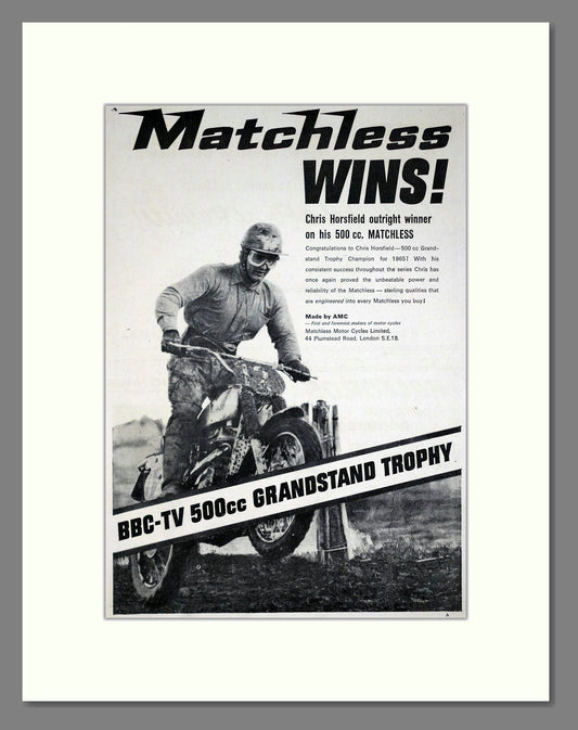 Matchless - Grandstand Trophy Winner. Vintage Advert 1965 (ref AD67903)